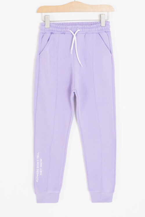 Lila Harf Nakışlı Kolej Ceketli Kız Çocuk Şardonlu Eşofman Takımı 16828