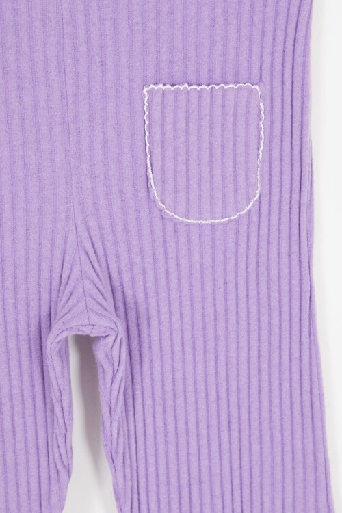 Lila İspanyol Paça Fitilli Cepli Kız Çocuk Tayt  16994