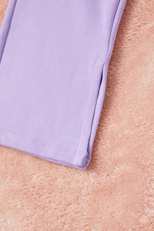 Lila Los Angeles Sırt Baskılı Yırtmaçlı Kız Çocuk Eşofman Takımı 16713