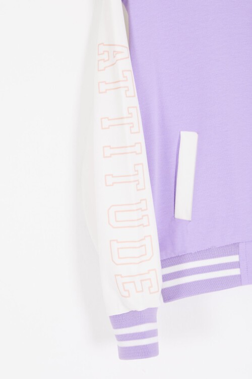 Lila NY Nakışlı Sırt Baskılı Kız Çocuk Kolej Eşofman Takımı 16933