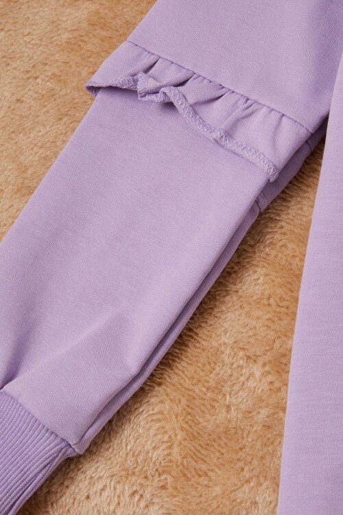 Lila Papatya Baskılı Kız Çocuk Sweatshirt 16611