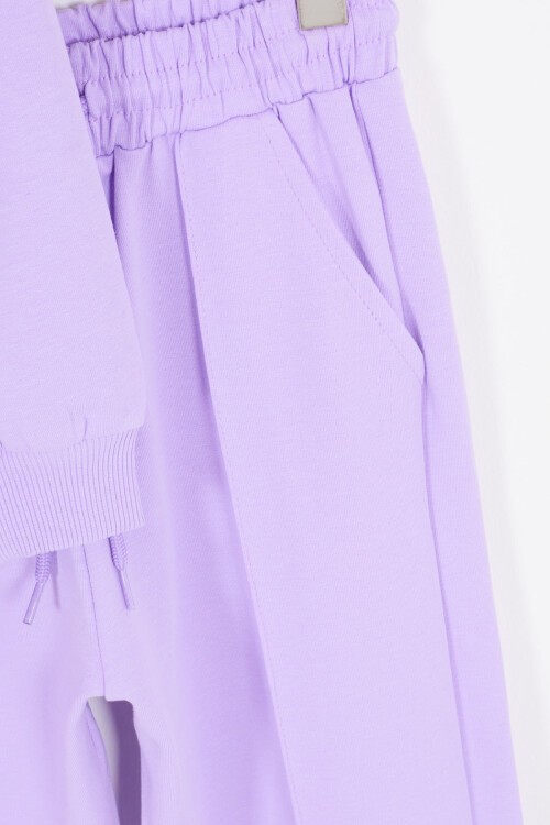 Lila Universe Baskılı Kapüşonlu Hırkalı Kız Eşofman Takımı 16800