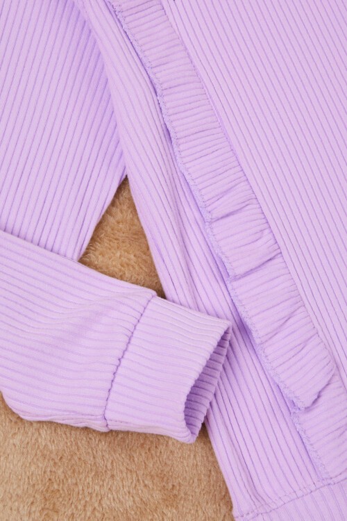 Lila Yırtmaçlı Önü Fırfırlı Kız Çocuk Takım 17083