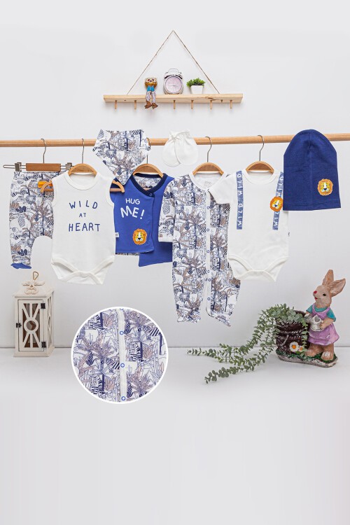 Mavi Aslan Logolu 8li Bebek Hastane Çıkışı Seti 16909