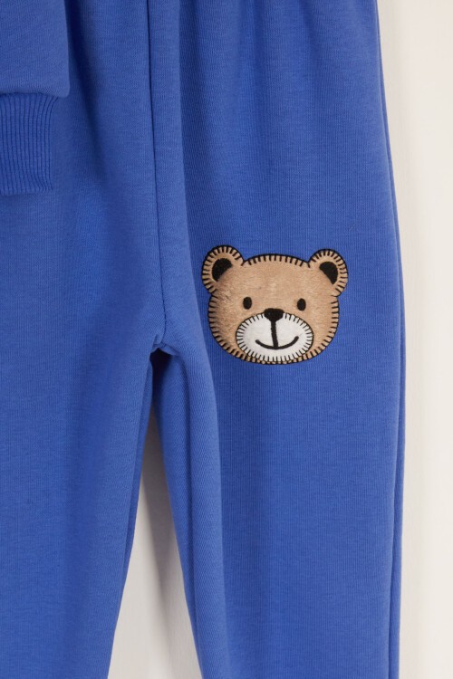 Mavi Erkek Çocuk Sevimli Ayıcık Temalı Şardonlu 3 İplik 2li Takım