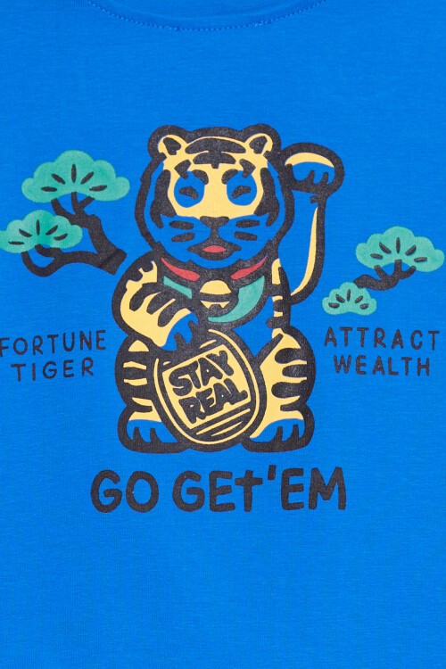 Mavi Kaplan Baskılı Cepli Erkek Bebek Eşofman Takımı 17318