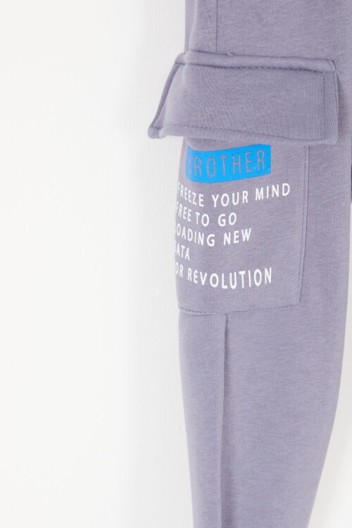 Mavi Komando Cepli Erkek Çocuk Şardonlu Eşofman Altı 17053