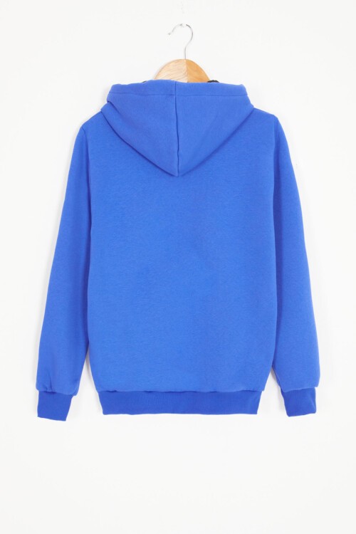 Mavi Polarlı Kanguru Cepli Çocuk Kapüşonlu Sweatshirt 17042
