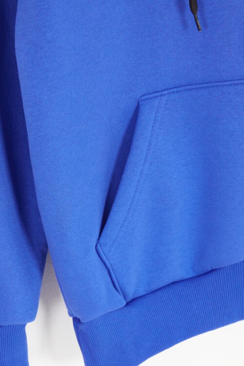 Mavi Polarlı Kanguru Cepli Çocuk Kapüşonlu Sweatshirt 17042