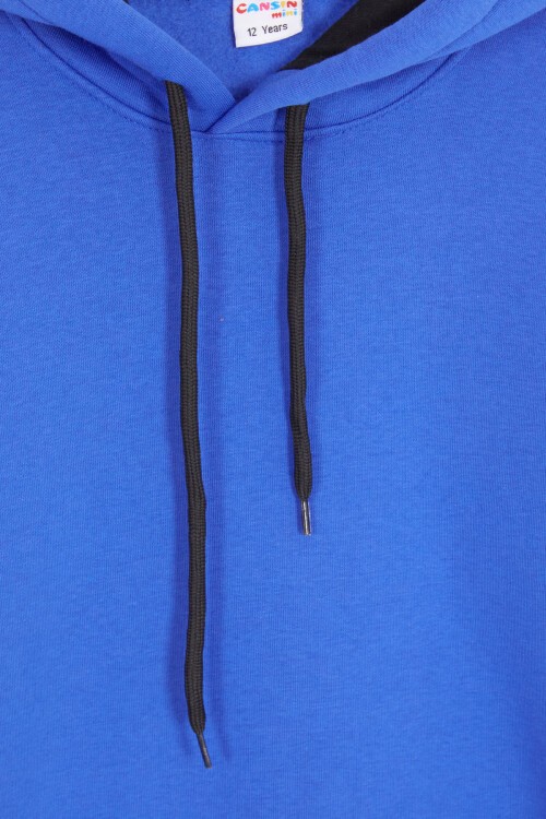 Mavi Polarlı Kanguru Cepli Çocuk Kapüşonlu Sweatshirt 17042