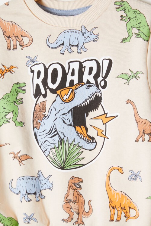 Mavi Roar Dinozor Baskılı Erkek Çocuk Eşofman Takımı 16752