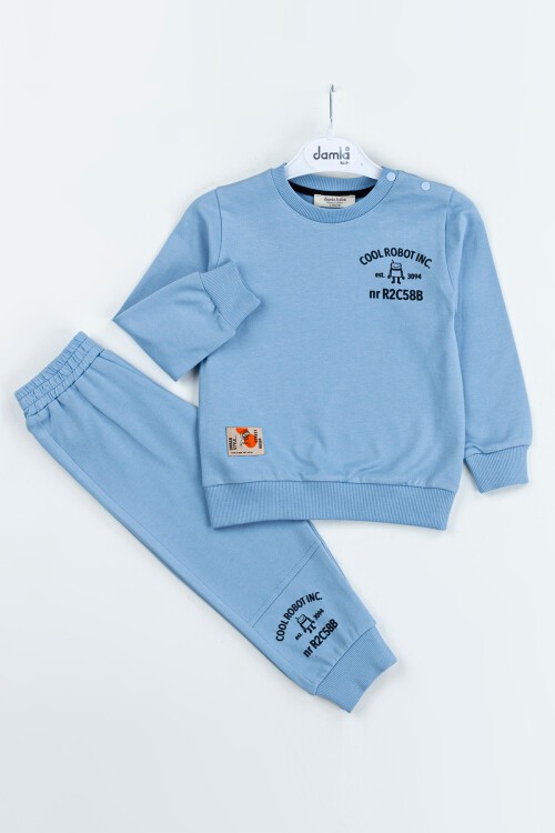 Mavi Robot Baskılı Erkek Bebek Eşofman Takımı 16631