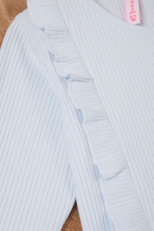 Mavi Yırtmaçlı Önü Fırfırlı Kız Çocuk Takım 17085