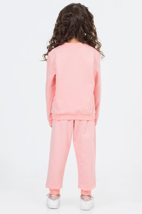 Pembe Çiçek Baskılı Kız Çocuk Takım 16676