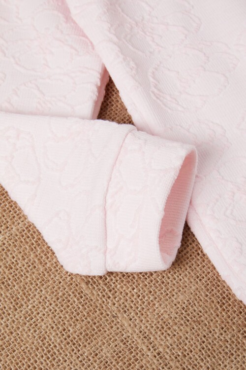 Pembe Çiçek Desenli Dantel Yakalı Kız Takım 16636