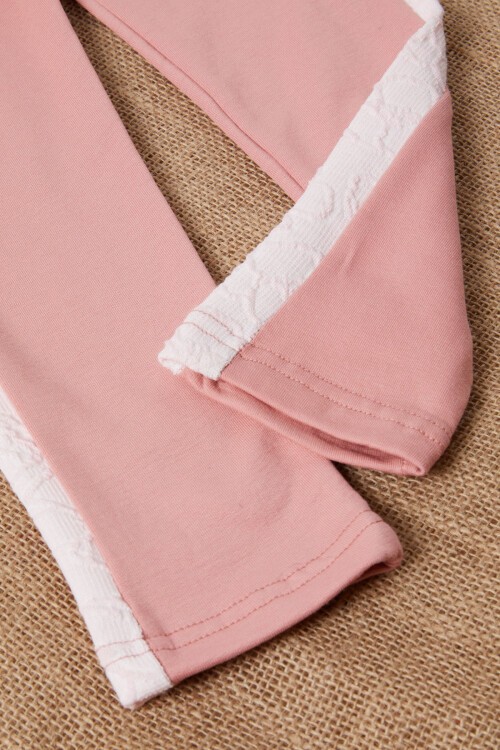 Pembe Çiçek Desenli Dantel Yakalı Kız Takım 16636