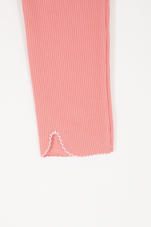 Pembe Çiçek Nakışlı Fitilli Kız Çocuk Tayt 16991