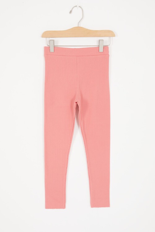 Pembe Çiçek Nakışlı Fitilli Kız Çocuk Tayt 16991