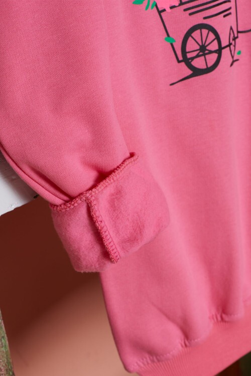 Pembe Çiçekli Tavşan Baskılı Kız Çocuk Sweatshirt 17279