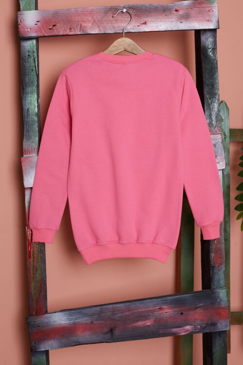 Pembe Çiçekli Tavşan Baskılı Kız Çocuk Sweatshirt 17279