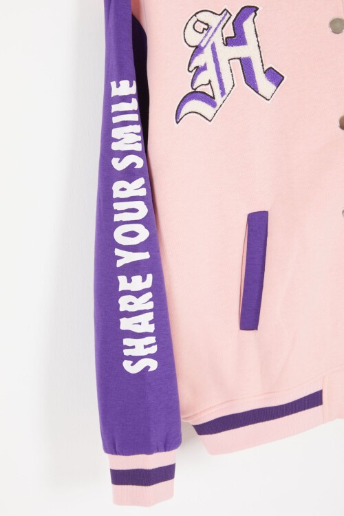 Pembe Girl Yazı Baskılı Kapüşonlu Şardonlu Kolej Eşofman Takım 17073