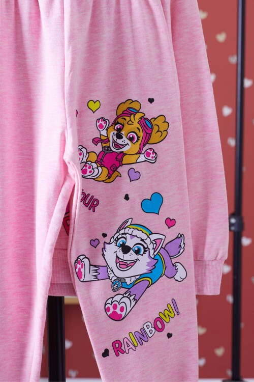 Pembe Gökkuşağı Baskılı Şardonlu Kız Çocuk Eşofman Takımı 17343