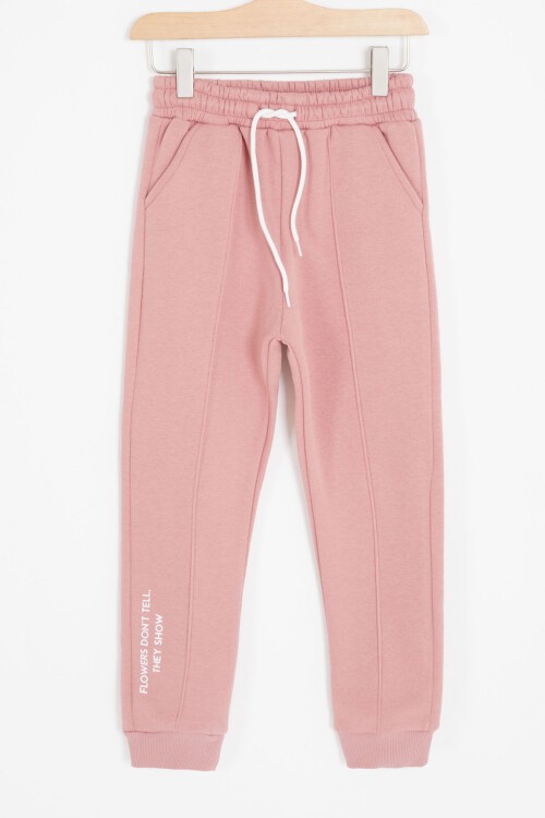 Pembe Harf Nakışlı Kolej Ceketli Kız Çocuk Şardonlu Eşofman Takımı 16827