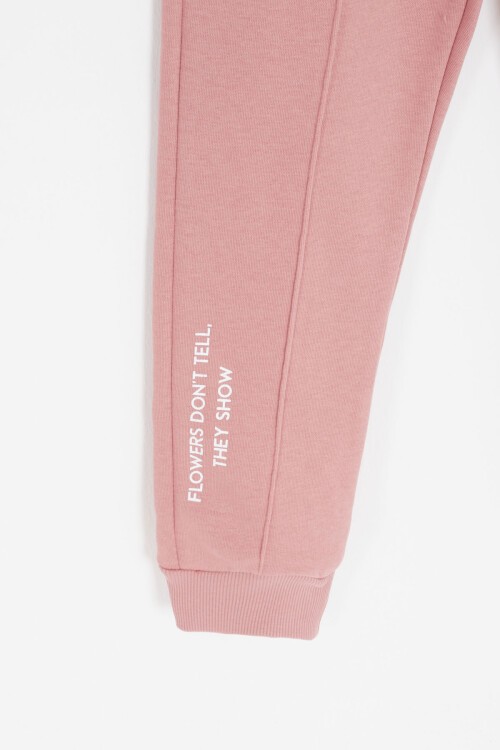 Pembe Harf Nakışlı Kolej Ceketli Kız Çocuk Şardonlu Eşofman Takımı 16827