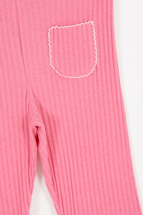 Pembe İspanyol Paça Fitilli Cepli Kız Çocuk Tayt 16996
