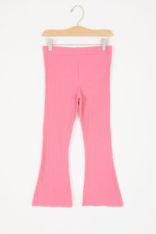 Pembe İspanyol Paça Fitilli Cepli Kız Çocuk Tayt 16996