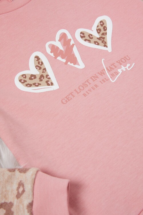 Pembe Kalp Baskılı Kız Bebek Takımı 16998