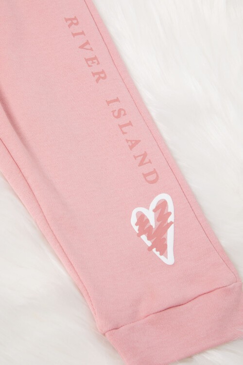 Pembe Kalp Baskılı Kız Bebek Takımı 16998