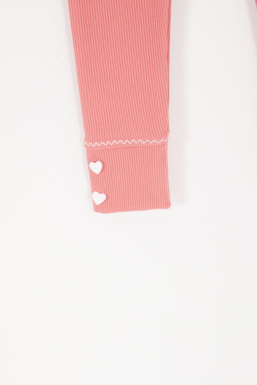 Pembe Kalp Düğmeli Fitilli Kız Çocuk Tayt 16891