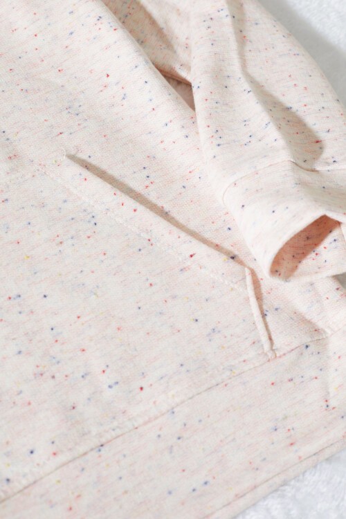 Pembe Kırçıllı Kanguru Cepli Kız Çocuk Kapüşonlu Sweatshirt 17341