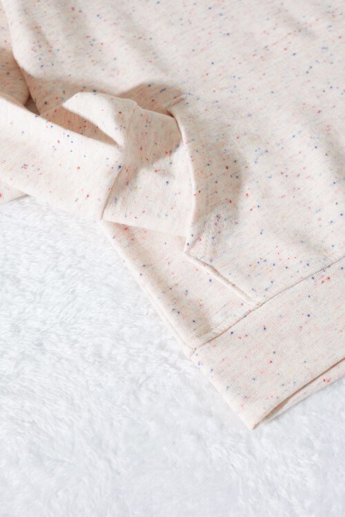 Pembe Kırçıllı Kanguru Cepli Kız Çocuk Kapüşonlu Sweatshirt 17341