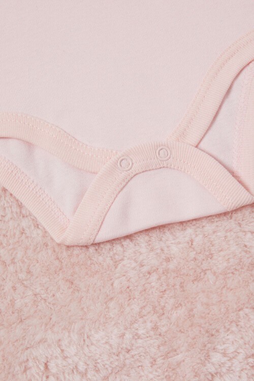 Pembe Kız Bebek Dantel Yakalı Uzun Kol Çıtçıtlı Badi 16839