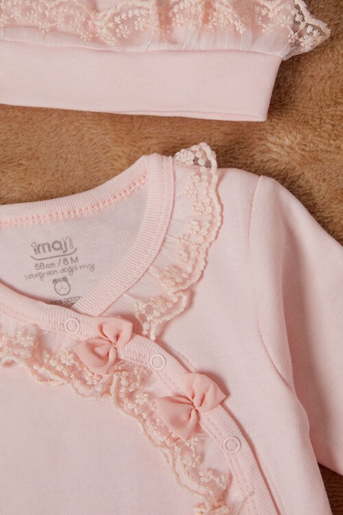 Pembe Kız Bebek Kelebek Baskılı 3lü Tulum Takım 16687