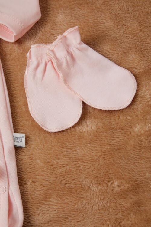 Pembe Kız Bebek Kelebek Baskılı 3lü Tulum Takım 16687