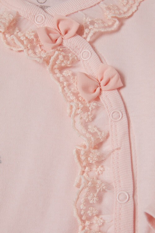 Pembe Kız Bebek Kelebek Baskılı 3lü Tulum Takım 16687