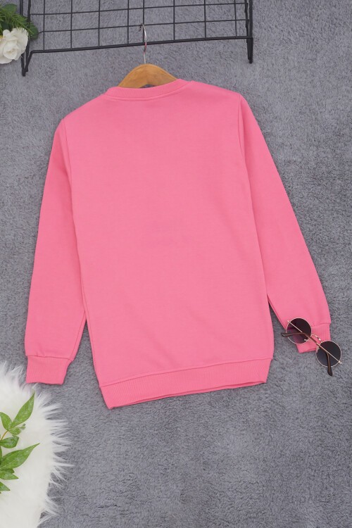 Pembe Lale Nakışlı Kız Çocuk Kız Çocuk Sweatshirt 17211