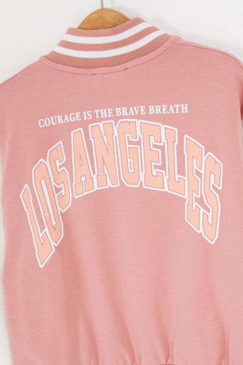 Pembe NY Nakışlı Sırt Baskılı Kız Çocuk Kolej Eşofman Takımı 16936