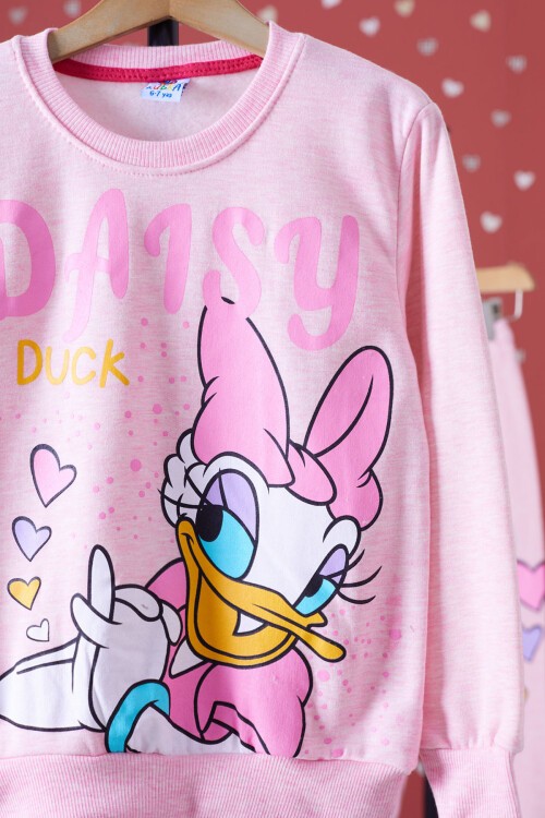 Pembe Ördek Baskılı Şardonlu Kız Çocuk Eşofman Takımı 17348