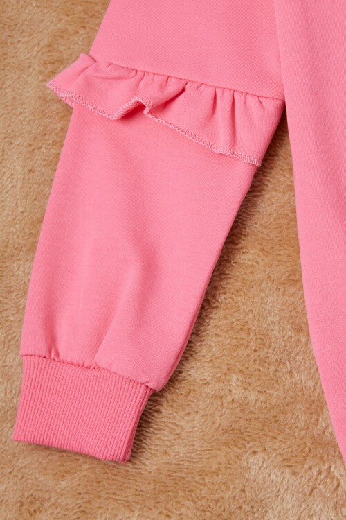 Pembe Papatya Baskılı Kız Çocuk Sweatshirt 16613
