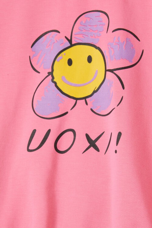 Pembe Papatya Baskılı Kız Çocuk Sweatshirt 16613