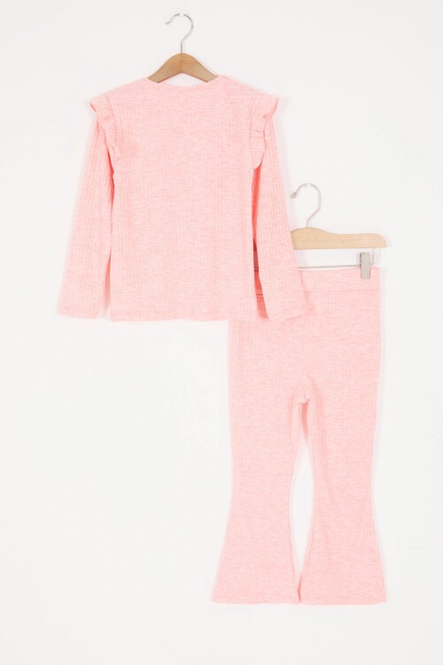 Pembe Peluş Ayıcıklı Fırfırlı Kız Çocuk Takım 16956