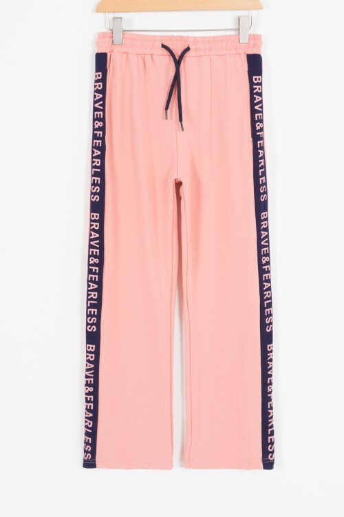 Pembe Şerit Yazılı Payetli Kız Çocuk Eşofman Takımı 17129