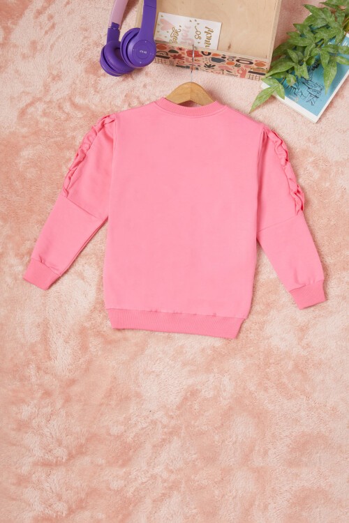 Pembe Summer Yazı Nakışlı Kız Çocuk Sweatshirt 16583
