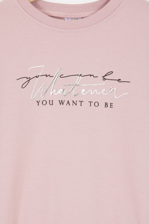 Pembe Yazı Baskılı Şardonlu Kız Çocuk Eşofman Takımı 16932