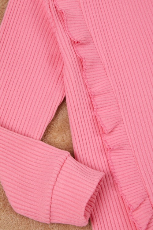 Pembe Yırtmaçlı Önü Fırfırlı Kız Çocuk Takım 17086