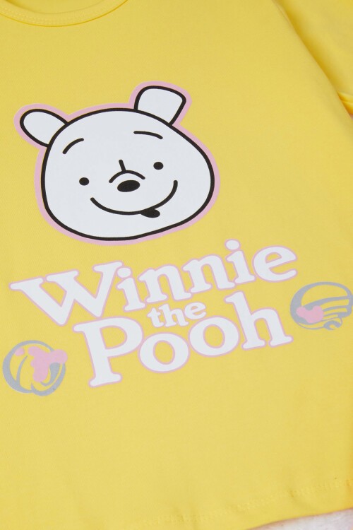 Sarı Ayıcık Baskılı Yazılı Kız Çocuk Pijama Takımı 16926